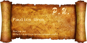 Paulics Uros névjegykártya